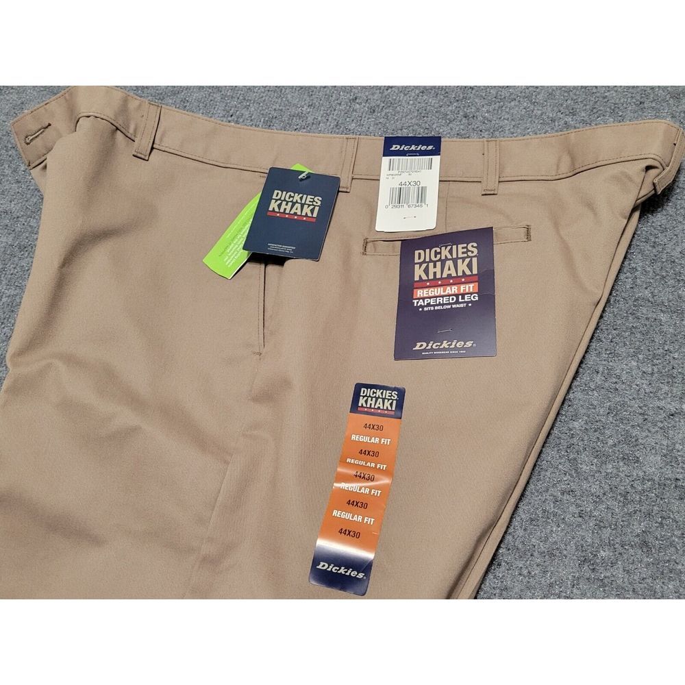 Dickies Khaki Men's Pants 44x30‎ Regular Fit Tapered Leg Work Slacks
